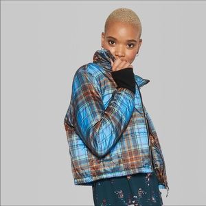 Plaid lightweight cropped jacket